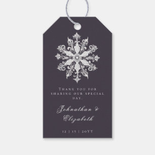 Minimalist Snowflake Wedding Plum Purple Favour Gift Tags