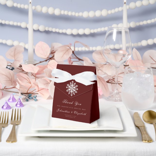 Minimalist Snowflake Wedding | Red Favor Box (Wedding)