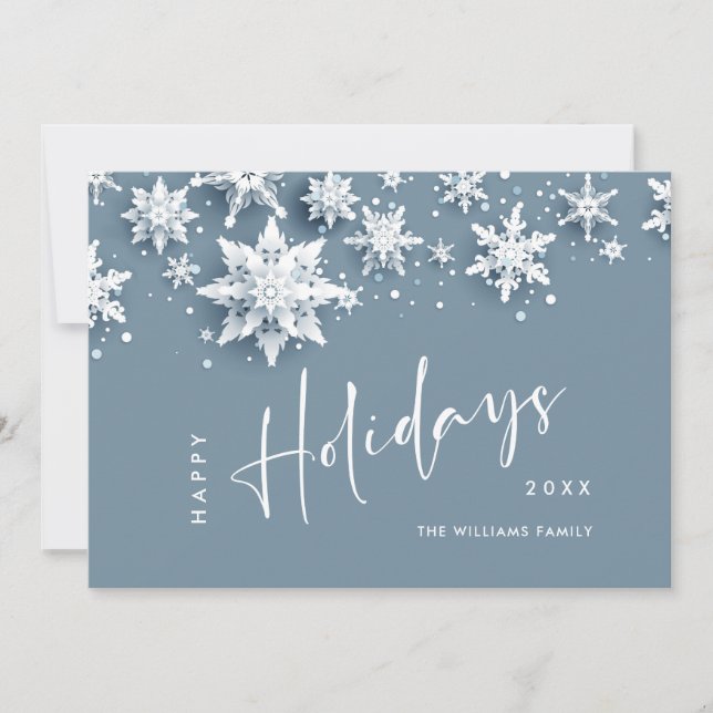 Minimalist Snowflakes Christmas Greeting Holiday Card (Front)