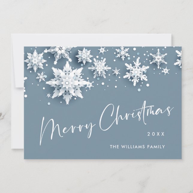 Minimalist Snowflakes Christmas Greeting Holiday Card (Front)