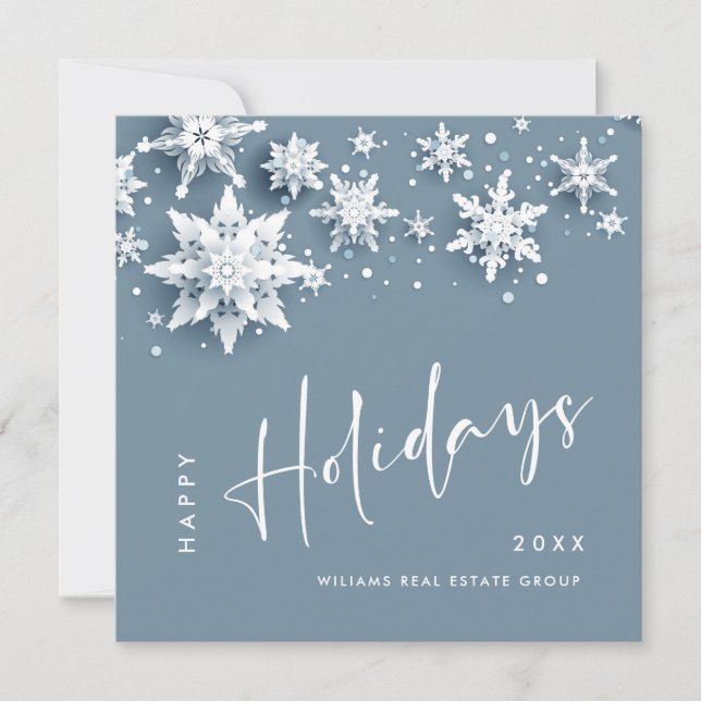 Minimalist Snowflakes Christmas Greeting Holiday Card (Front)