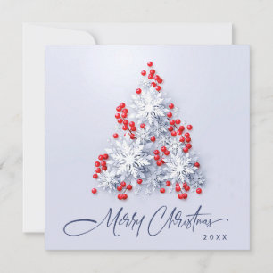Minimalist Snowflakes Christmas Tree Greeting Holiday Card