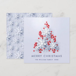 Minimalist Snowflakes Christmas Tree Greeting Holiday Card