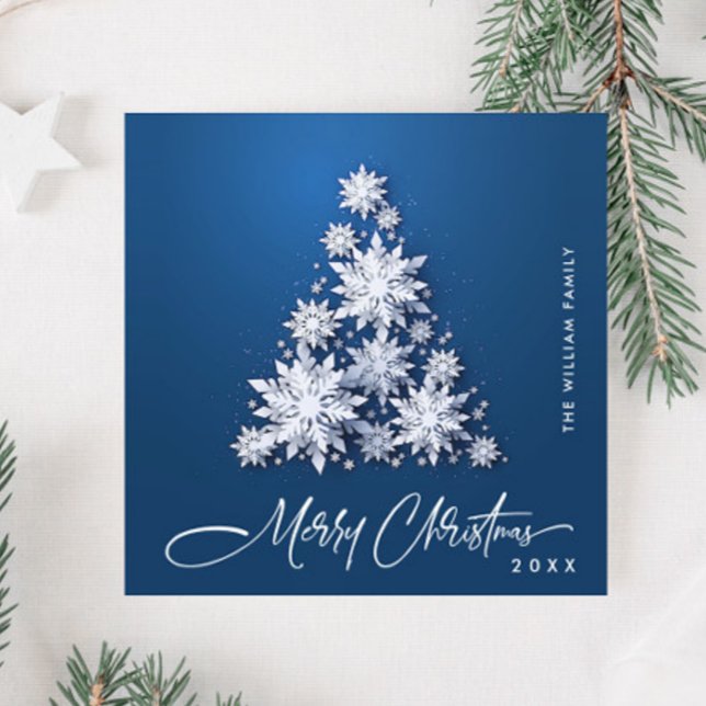 Minimalist Snowflakes Christmas Tree Greeting Holiday Card (Creator Uploaded)