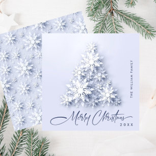 Minimalist Snowflakes Christmas Tree Greeting Holiday Card