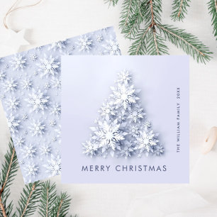 Minimalist Snowflakes Christmas Tree Greeting Holiday Card