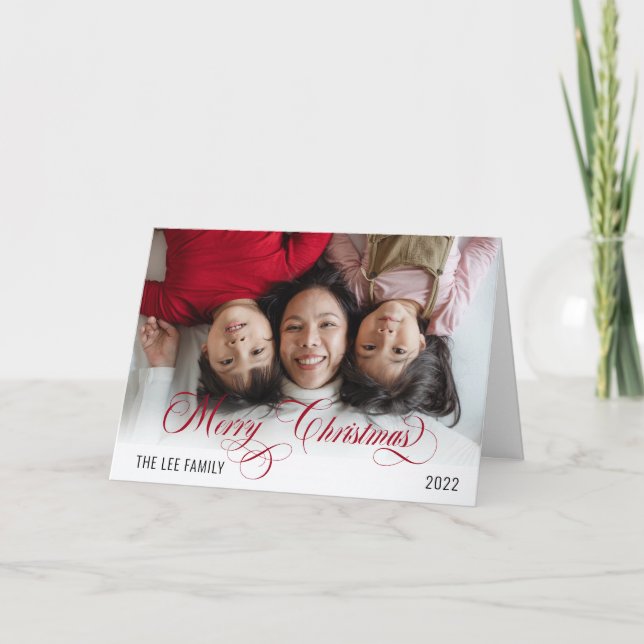 Minimalist Snowflakes Merry Christmas 1 Photo Holi Holiday Card (Front)
