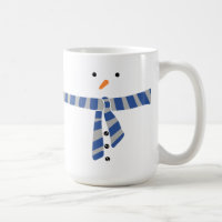 Minimalist Snowman Blue Grey Scarf Winter
