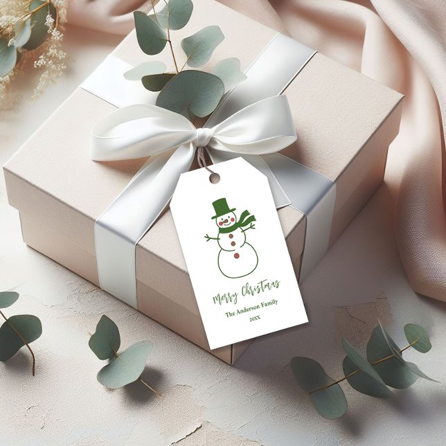 Minimalist Snowman Merry Christmas Gift Tag       (Creator Uploaded)