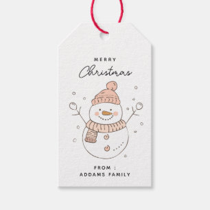 Minimalist Snowman Merry Christmas Gift Tags