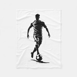 Minimalist Soccer Player Silhouette Art Blanket
