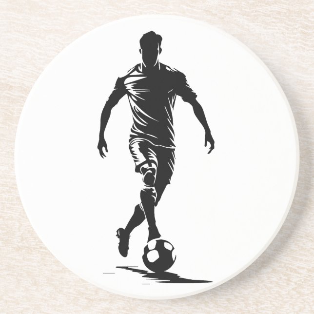 Minimalist Soccer Player Silhouette Art Coaster (Front)