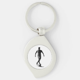 Minimalist Soccer Player Silhouette Art Keychain