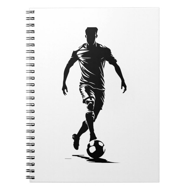 Minimalist Soccer Player Silhouette Art Notebook (Front)
