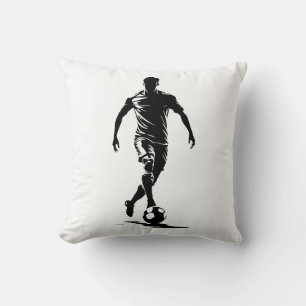 Minimalist Soccer Player Silhouette Art Pillow