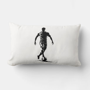 Minimalist Soccer Player Silhouette Art Pillow