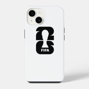Minimalist Soccer Trophy Silhouette White on Black iPhone 14 Case
