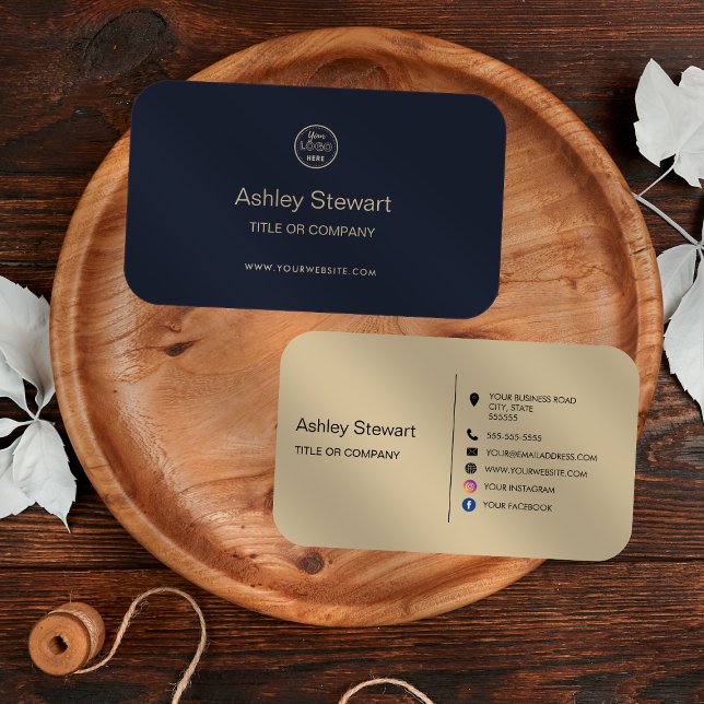 Minimalist Social media Website Logo Modern Navy Business Card (Creator Uploaded)