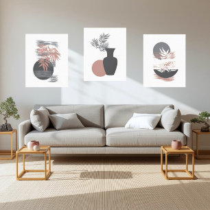 Minimalist Soft Greys and Pinks Canvas Wall Art