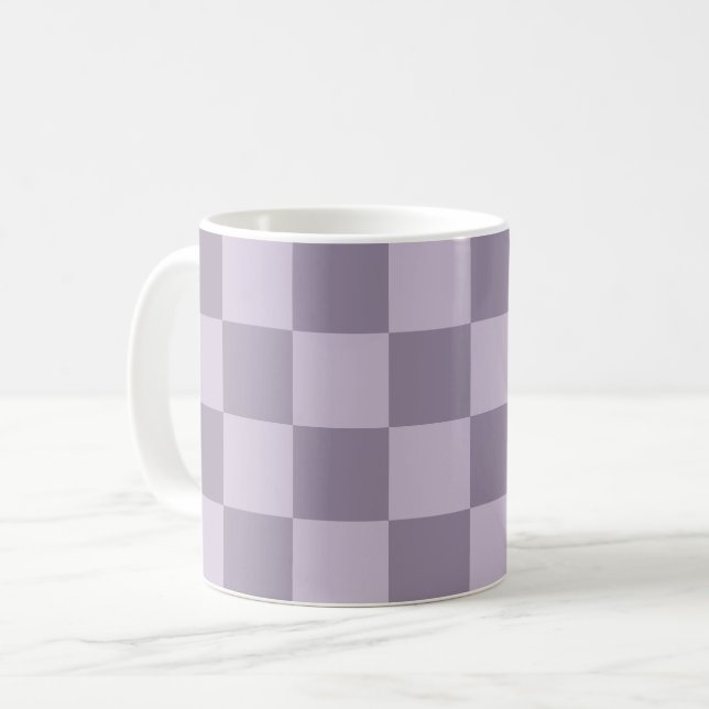 Minimalist Soft Lavender Chequerboard Pattern  Coffee Mug (Front Left)