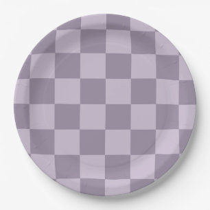 Minimalist Soft Lavender Chequerboard Pattern Paper Plate