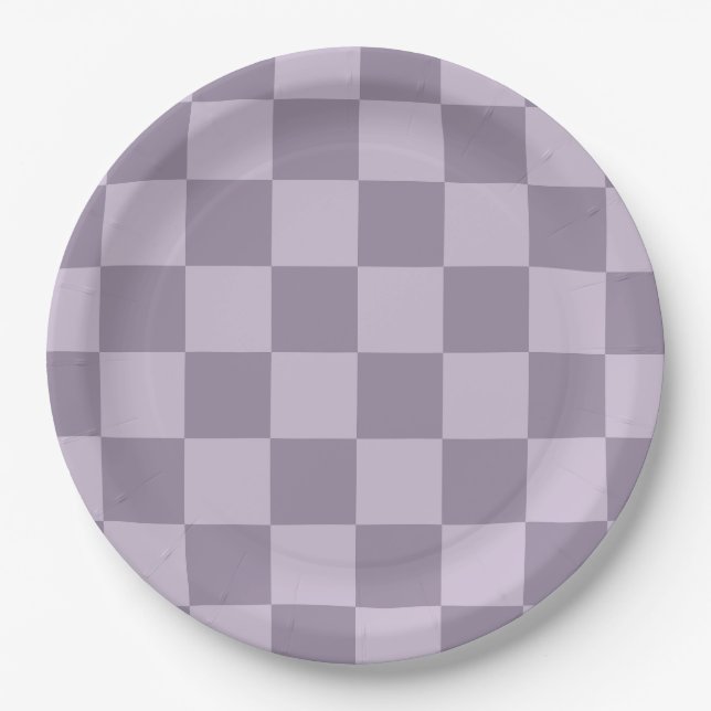 Minimalist Soft Lavender Chequerboard Pattern  Paper Plate (Front)