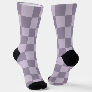 Minimalist Soft Lavender Chequerboard Pattern  Socks
