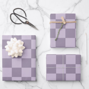 Minimalist Soft Lavender Chequerboard Pattern  Wrapping Paper Sheet