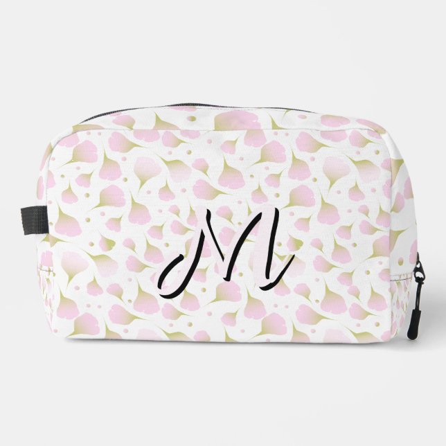 Minimalist Soft Pastel Blush Pink Initial Dopp Kit (Front)