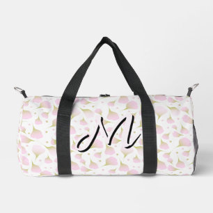 Minimalist Soft Pastel Blush Pink Initial Travel Duffle Bag