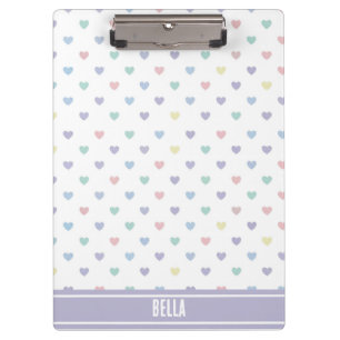 Minimalist Soft Pastel Heart Pattern Personalized Clipboard