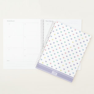 Minimalist Soft Pastel Heart Pattern Personalized Planner