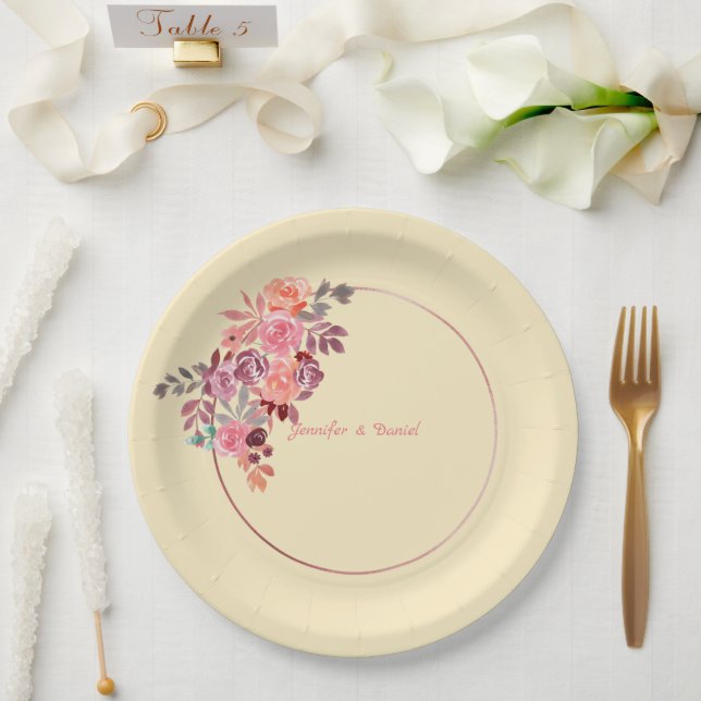 Minimalist Soft PEACH  Paper Plates (Wedding)