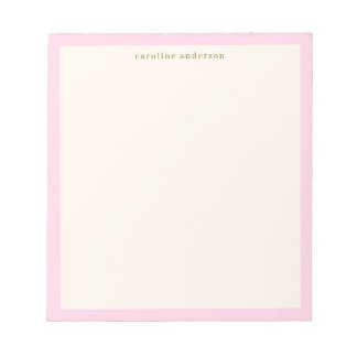 Minimalist Soft Pink Border Personalized Name Notepad