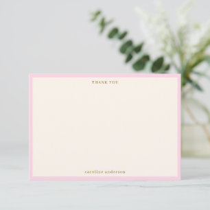 Minimalist Soft Pink Border Personalized Name Thank You Card