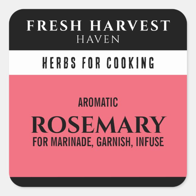 Minimalist Soft Red Herb Square Sticker (Front)