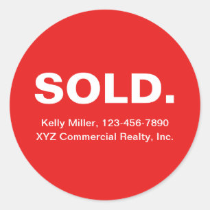 Minimalist SOLD Real Estate   Personalized Realtor Classic Round Sticker