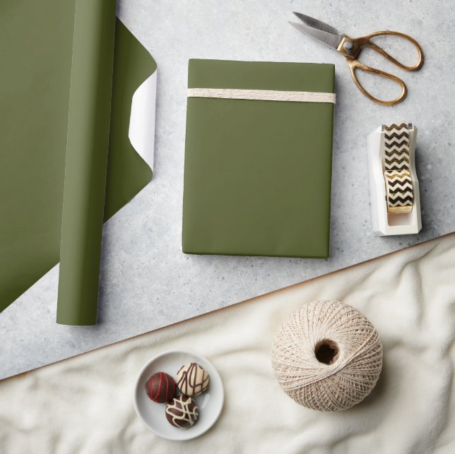 Minimalist Solid Elegant Army Green Plain  Wrapping Paper (Crafts)