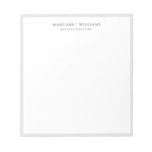 Minimalist Solid Grey Border Office Professional Notepad
