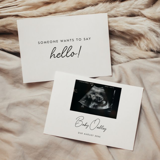 Minimalist 'Someone Wants to Say Hello' Pregnancy Announcement (Creator Uploaded)