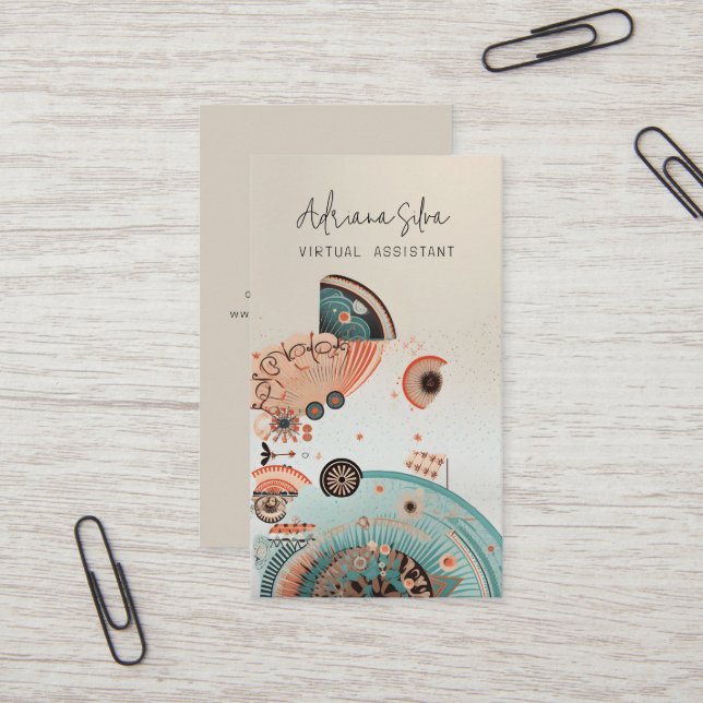 Minimalist Sophisticated Boho Virtual Assistant  Business Card (Front/Back In Situ)
