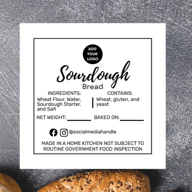 Minimalist Sourdough Bread Bakery Allergen Sticker (Créateur téléchargé)