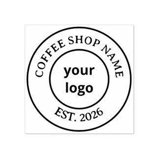 Minimalist Specialty Coffee Shop Cup Logo Rubber Stamp