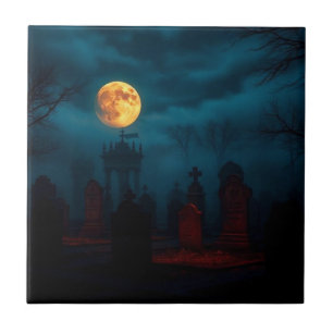 Minimalist Spider Web Halloween Ceramic Tile