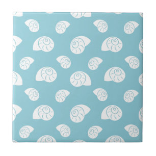 Minimalist Spiral Seashell Coastal Pattern Tile