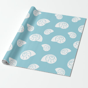 Minimalist Spiral Seashell Coastal Pattern Wrapping Paper
