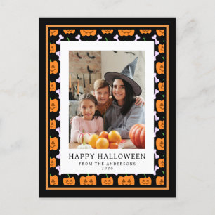 Minimalist Spooky Happy Halloween 1 Photo Holiday Postcard