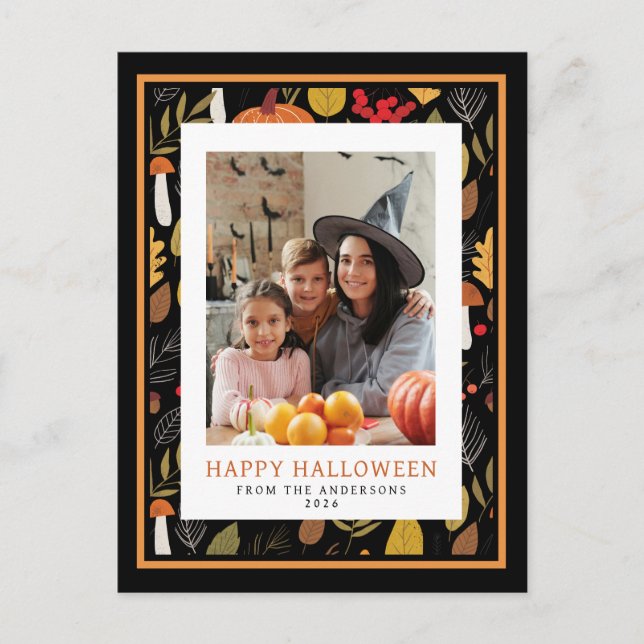 Minimalist Spooky Happy Halloween 1 Photo Holiday Postcard (Front)