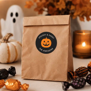 Minimalist Spooky Vibes – Personalized Halloween Classic Round Sticker