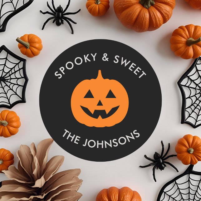 Minimalist Spooky Vibes – Personalized Halloween  Classic Round Sticker (Creator Uploaded)